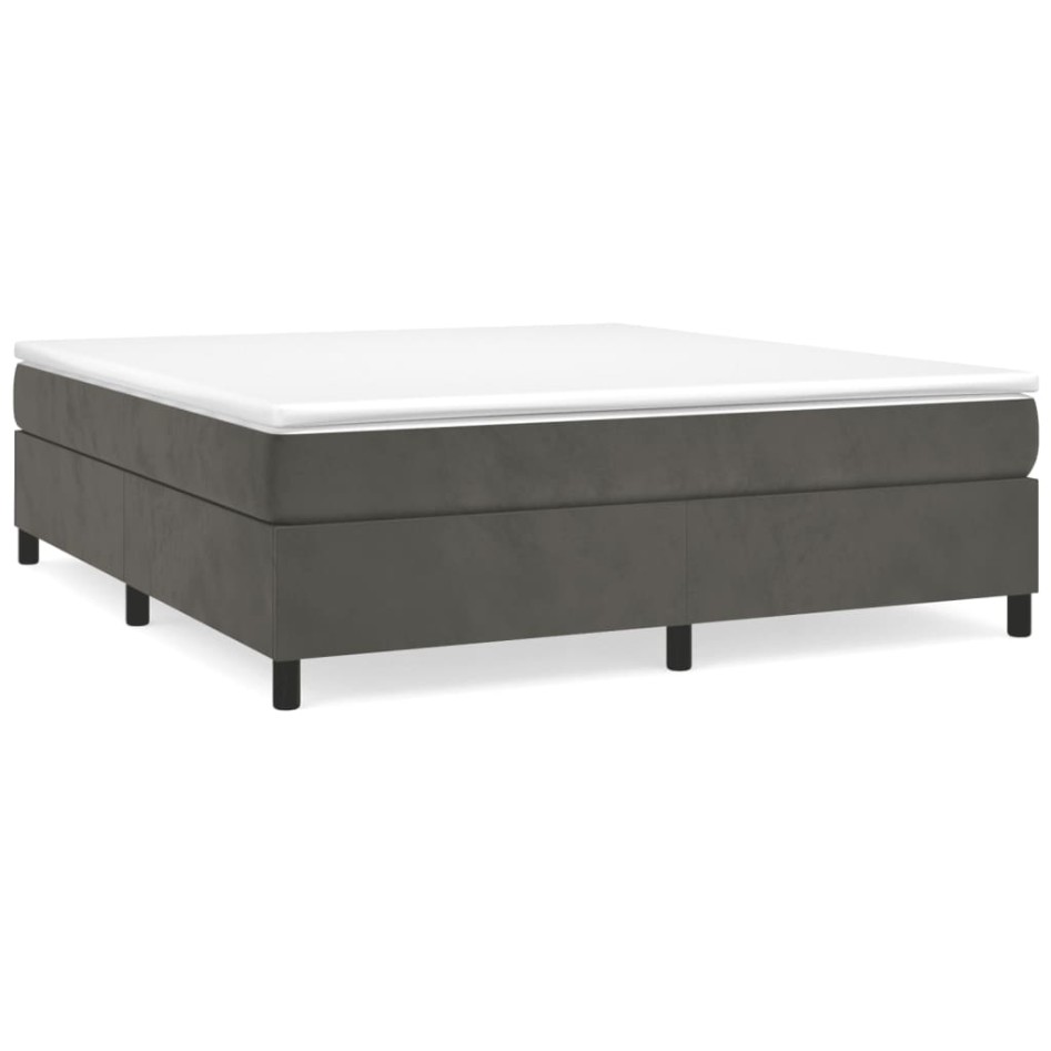 Estructura de cama box spring terciopelo gris oscuro 160x200