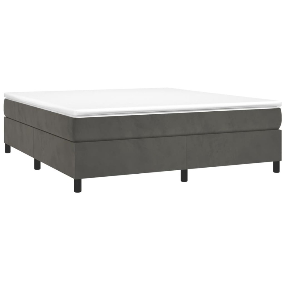 Estructura de cama box spring terciopelo gris oscuro 160x200