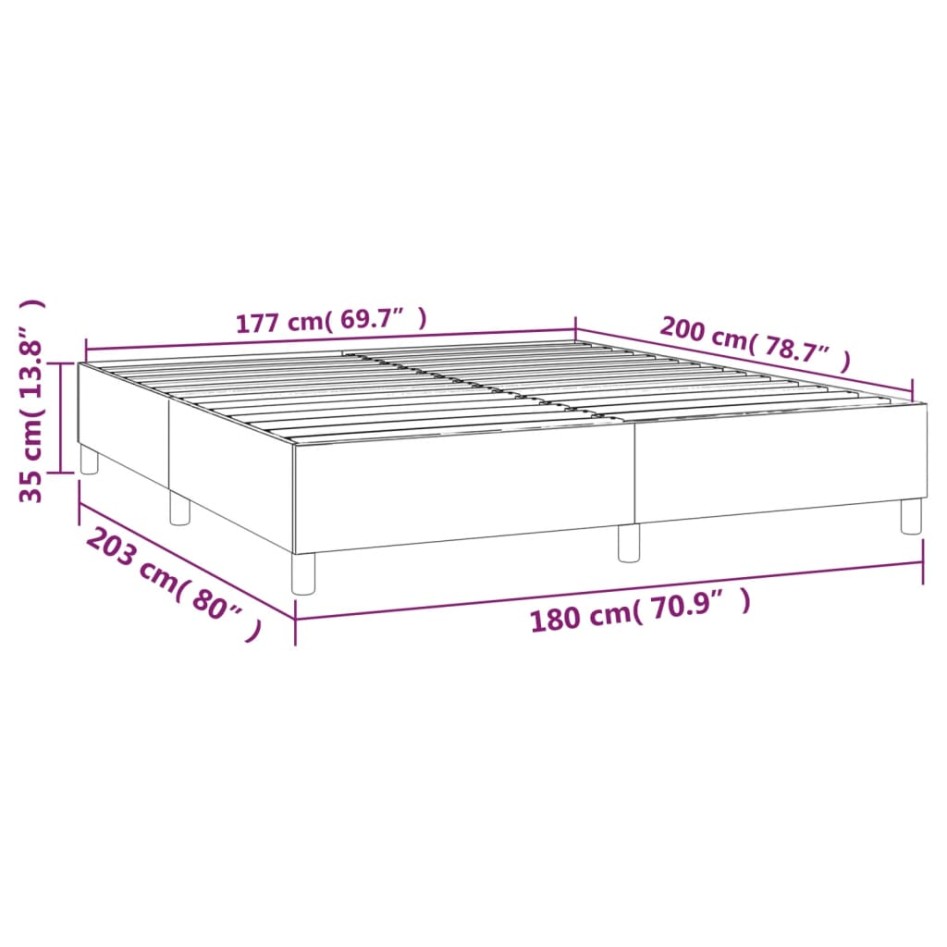 Estructura de cama box spring terciopelo gris oscuro 180x200
