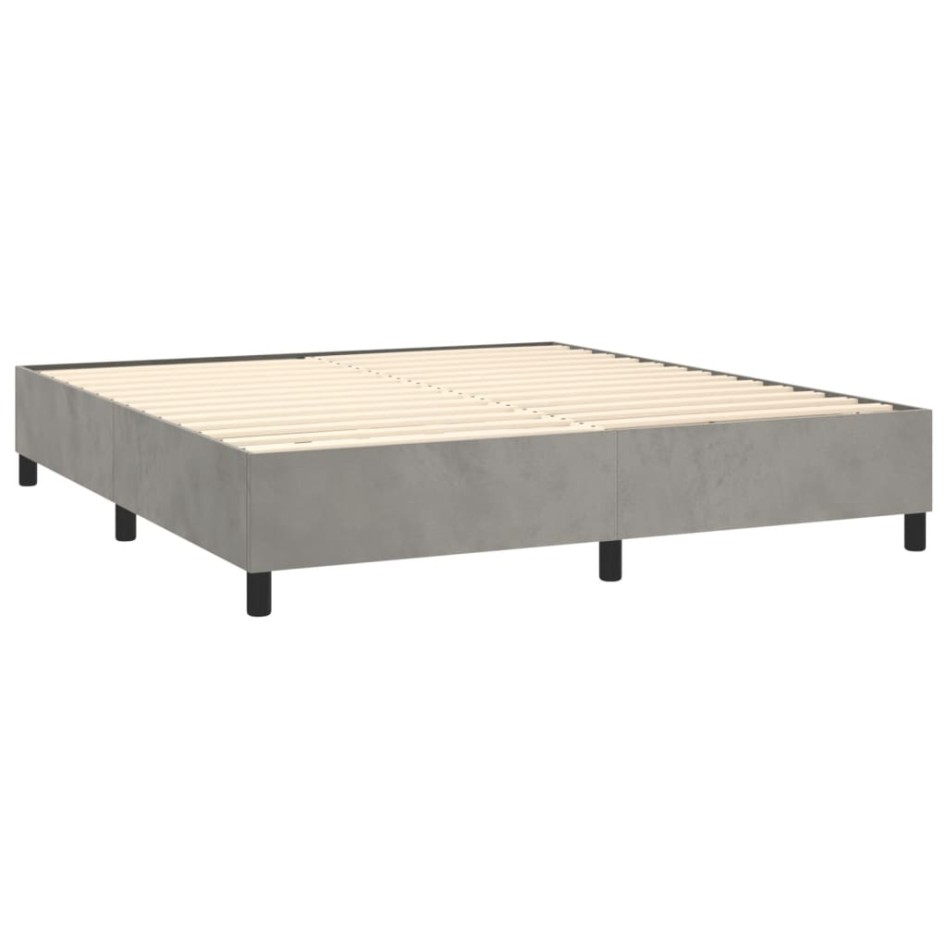 Estructura de cama box spring terciopelo gris claro 200x200