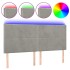 Cabecero con luces LED terciopelo gris claro 180x5x118/128
