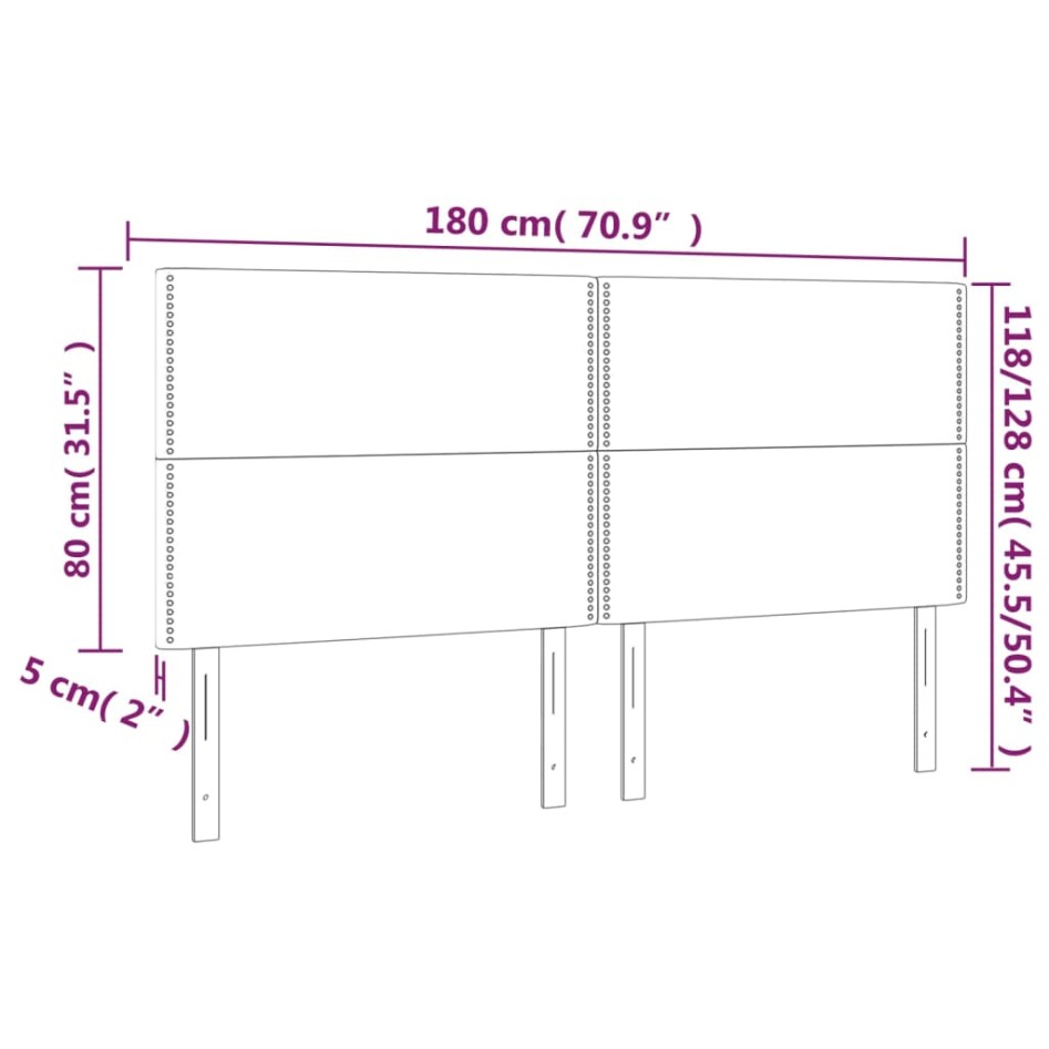 Cabecero con luces LED terciopelo gris claro 180x5x118/128
