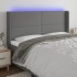 Cabecero con LED de tela gris oscuro 163x16x118/128