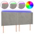 Cabecero con LED de terciopelo gris claro 203x16x118/128