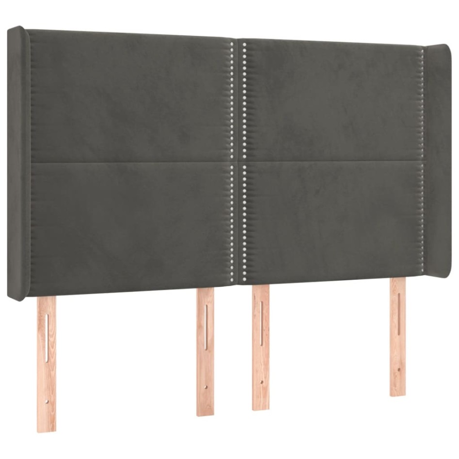 Cabecero con LED de terciopelo gris oscuro 147x16x118/128