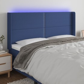Cabecero con LED de tela azul 163x16x118/128