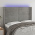 Cabecero con LED de terciopelo gris claro 147x16x118/128