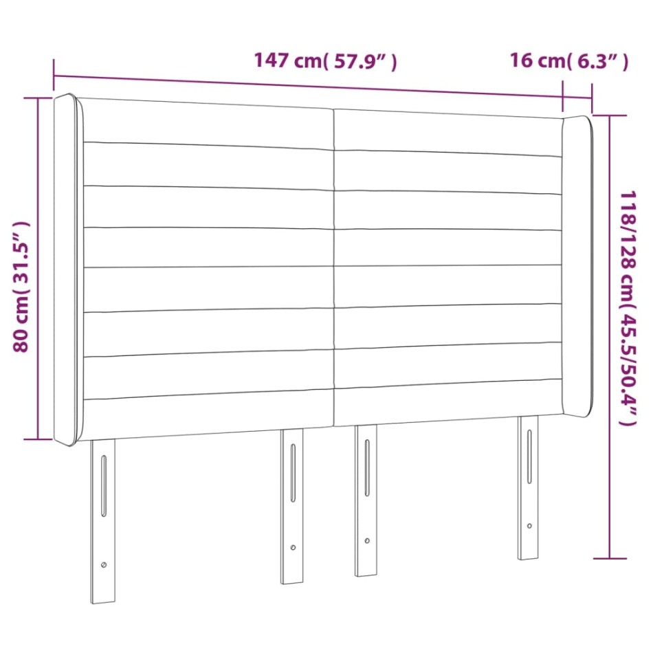 Cabecero con LED de terciopelo gris claro 147x16x118/128