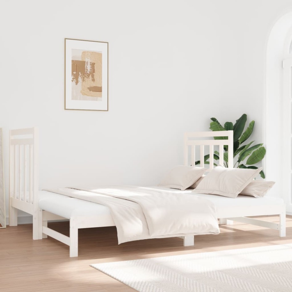 Sofá cama extraíble madera maciza de pino blanco 2x(90x190)