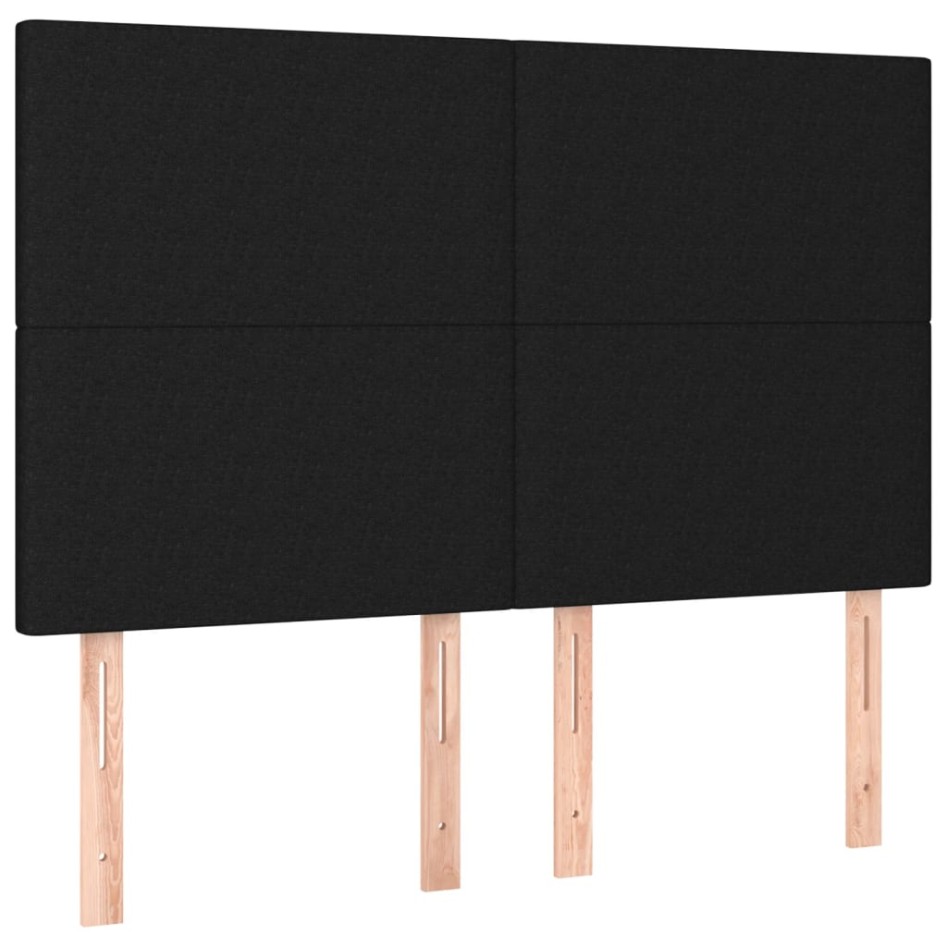 Estructura de cama con cabecero de tela negro 140x190
