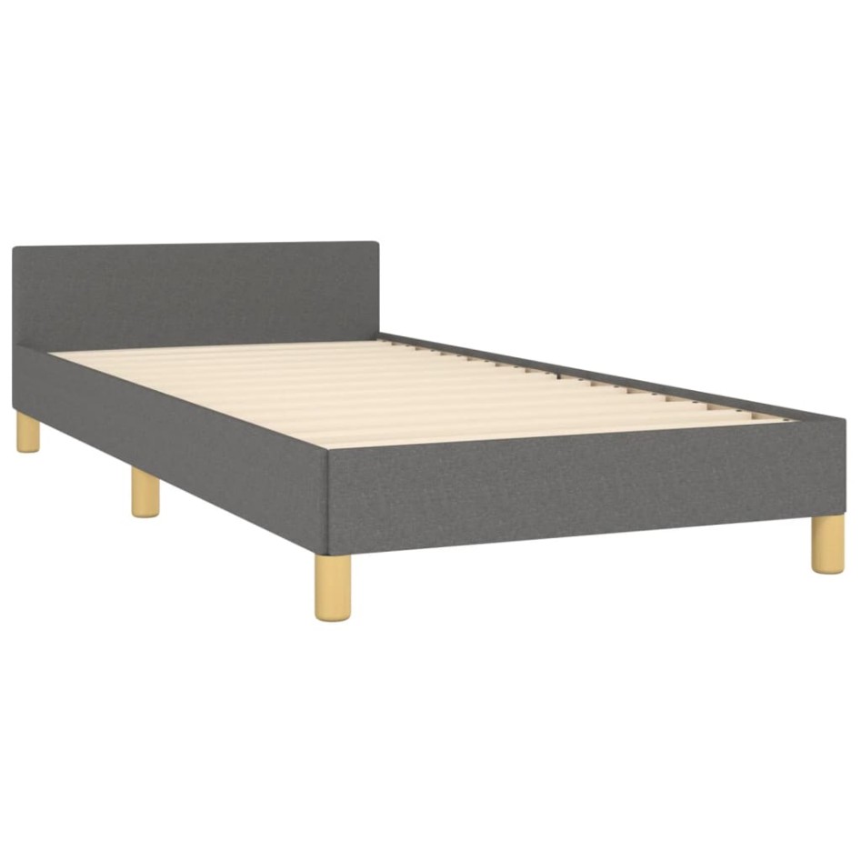 Estructura de cama con cabecero de tela gris oscuro 80x200