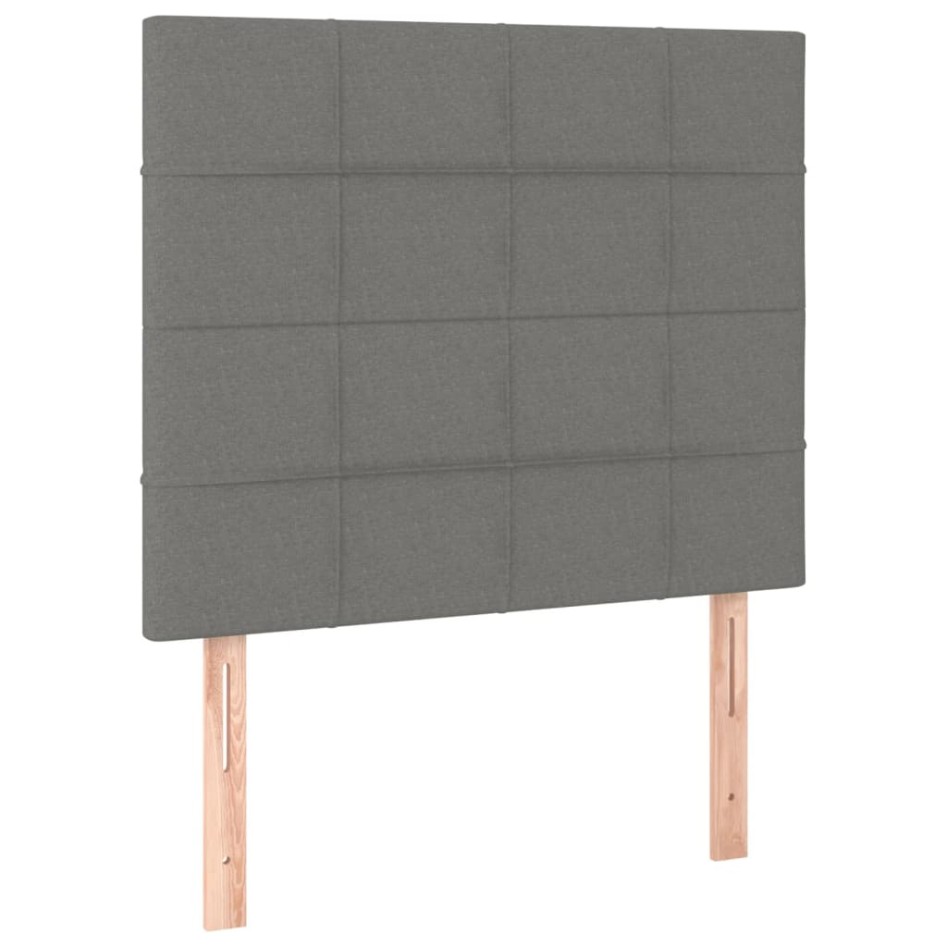 Estructura de cama con cabecero de tela gris oscuro 80x200