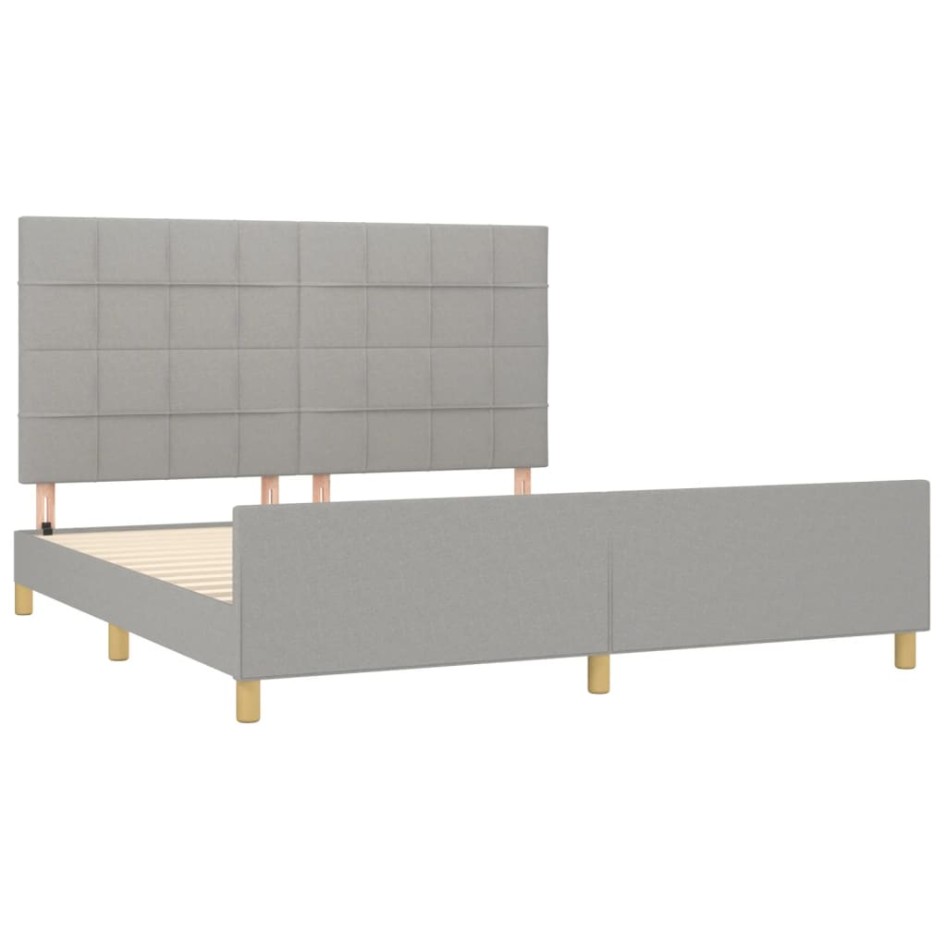 Estructura de cama con cabecero tela gris claro 160x200