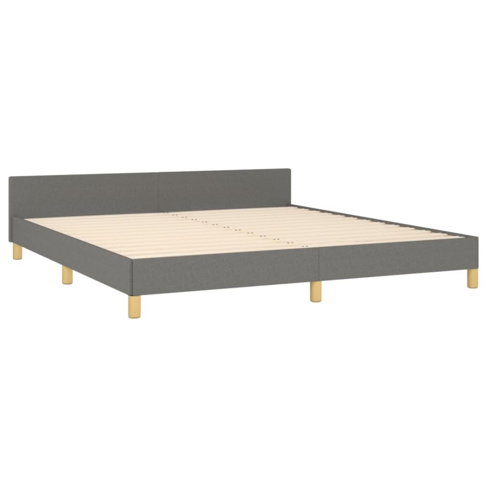 Estructura de cama con cabecero tela gris oscuro 180x200