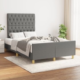 Estructura de cama con cabecero de tela gris oscuro 120x200