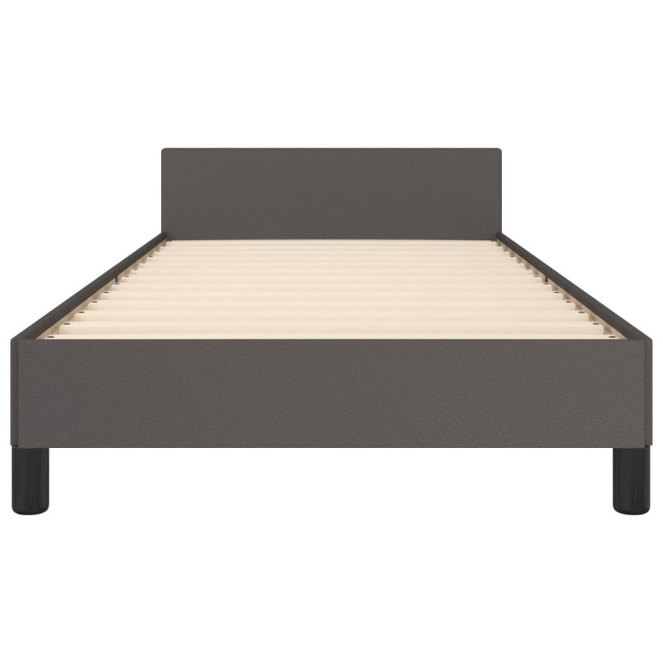 Estructura de cama con cabecero cuero sintético gris 90x200