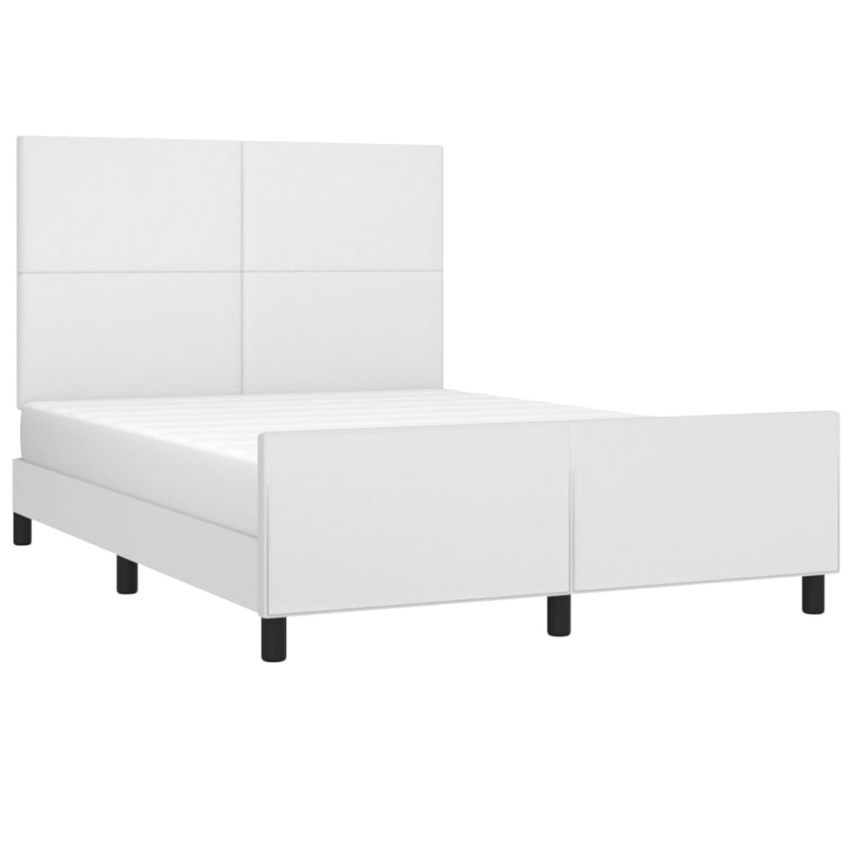 Estructura de cama cabecero cuero sintético blanco 140x200