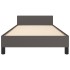 Estructura de cama con cabecero cuero sintético gris 90x200