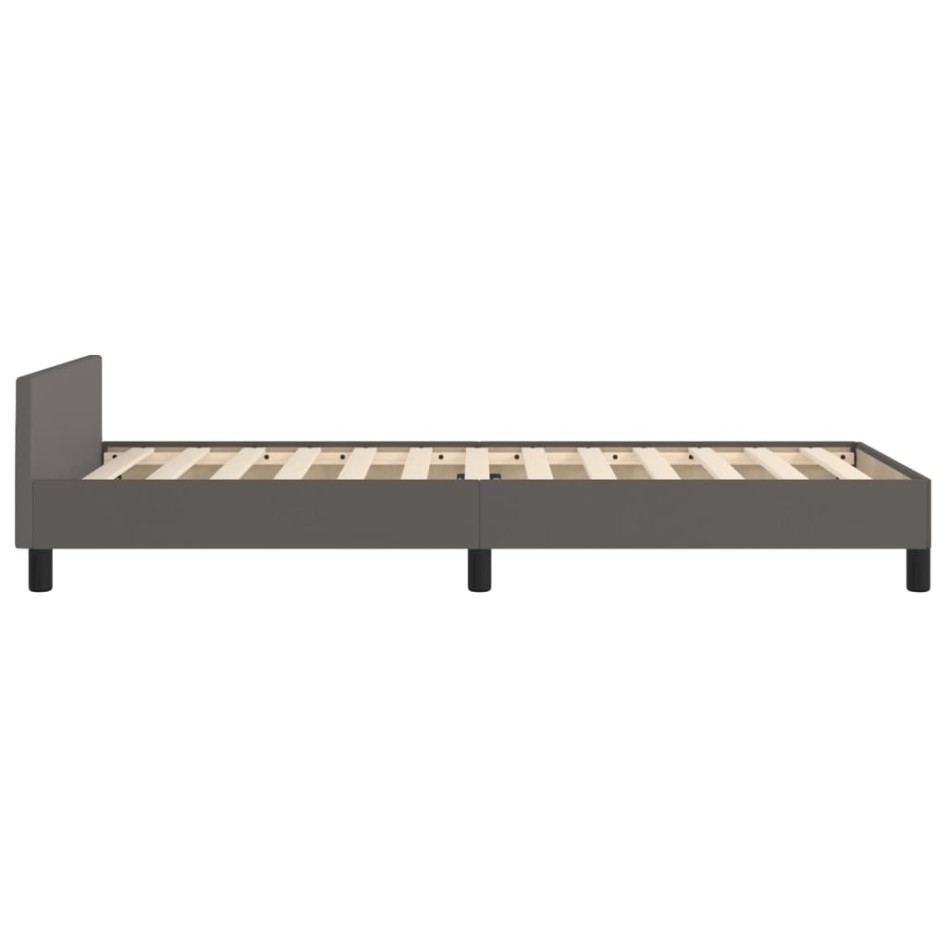 Estructura de cama con cabecero cuero sintético gris 90x200