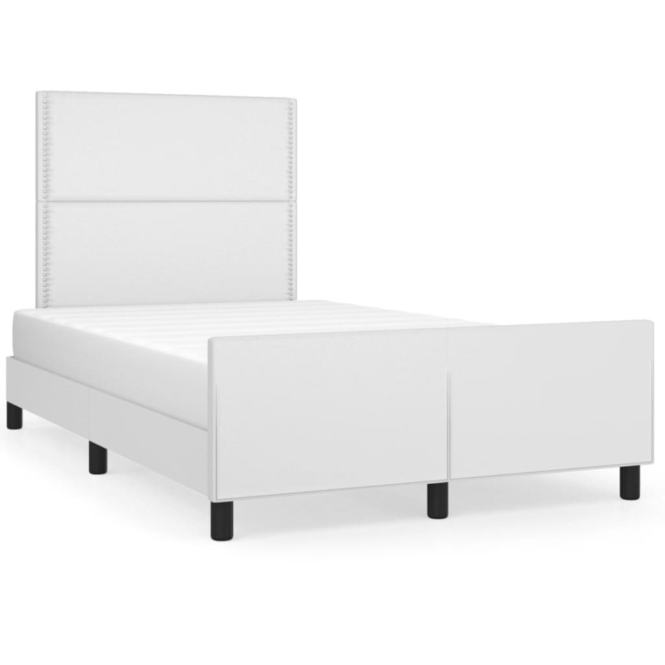 Estructura de cama cabecero cuero sintético blanco 120x200