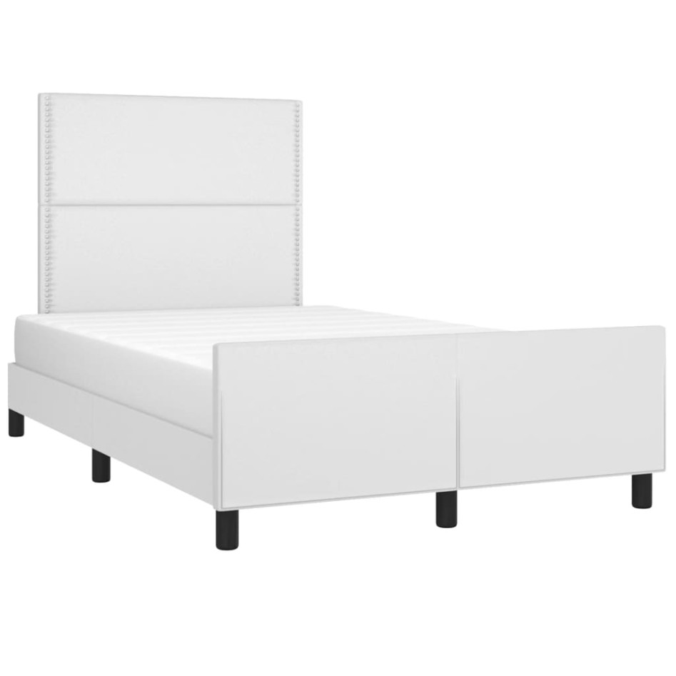 Estructura de cama cabecero cuero sintético blanco 120x200