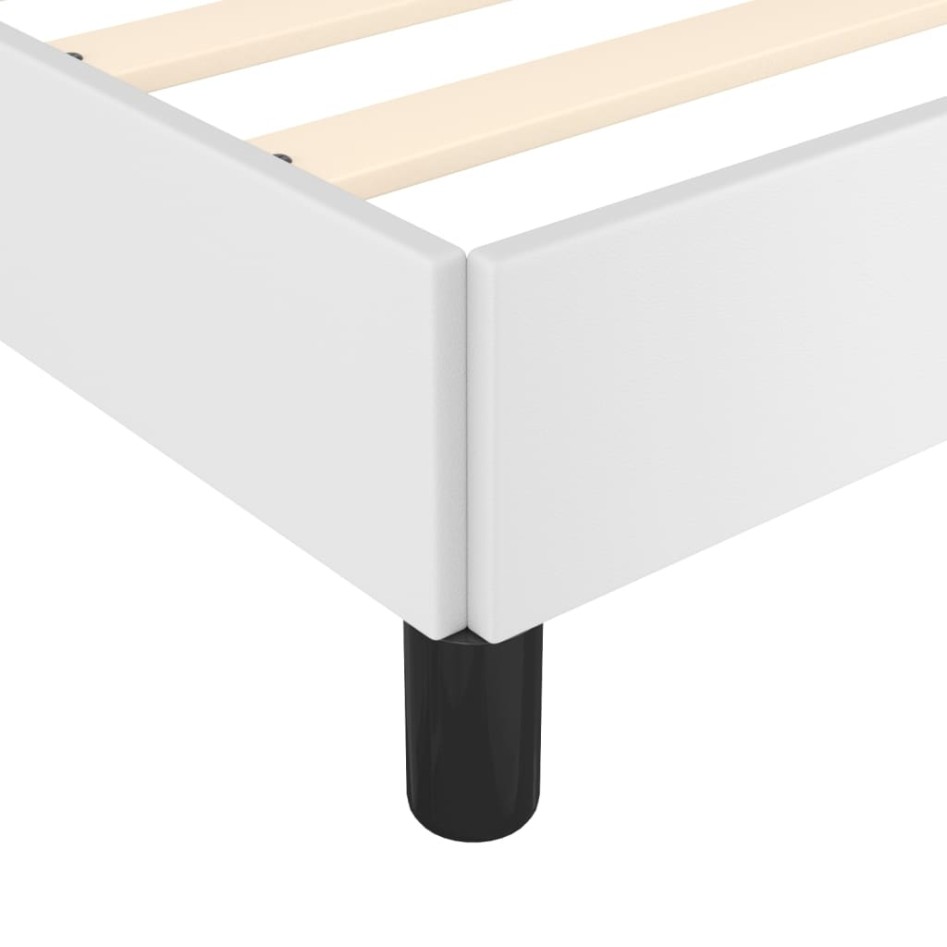 Estructura de cama cabecero cuero sintético blanco 120x200