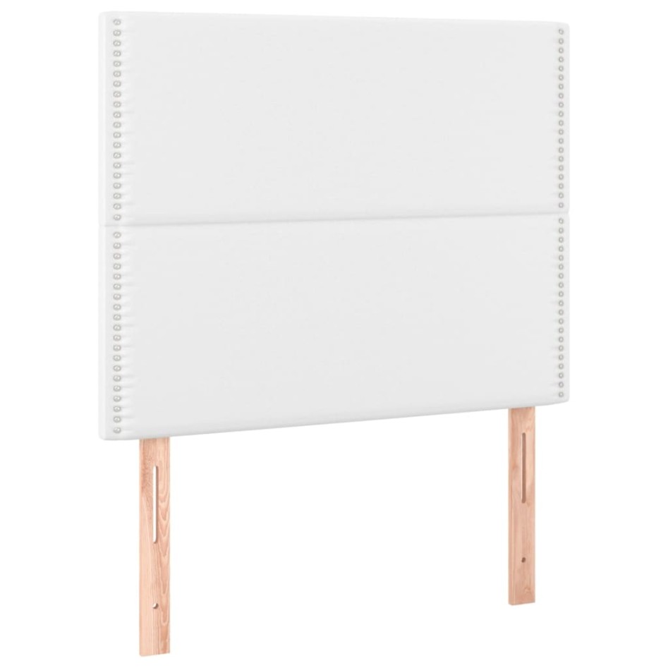 Estructura de cama cabecero cuero sintético blanco 120x200