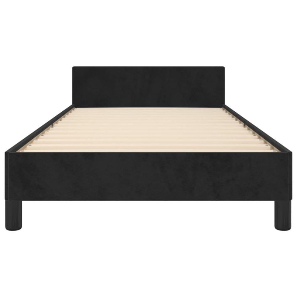 Estructura de cama con cabecero de terciopelo negro 90x190