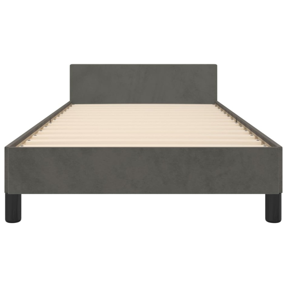 Estructura cama con cabecero terciopelo gris oscuro 100x200