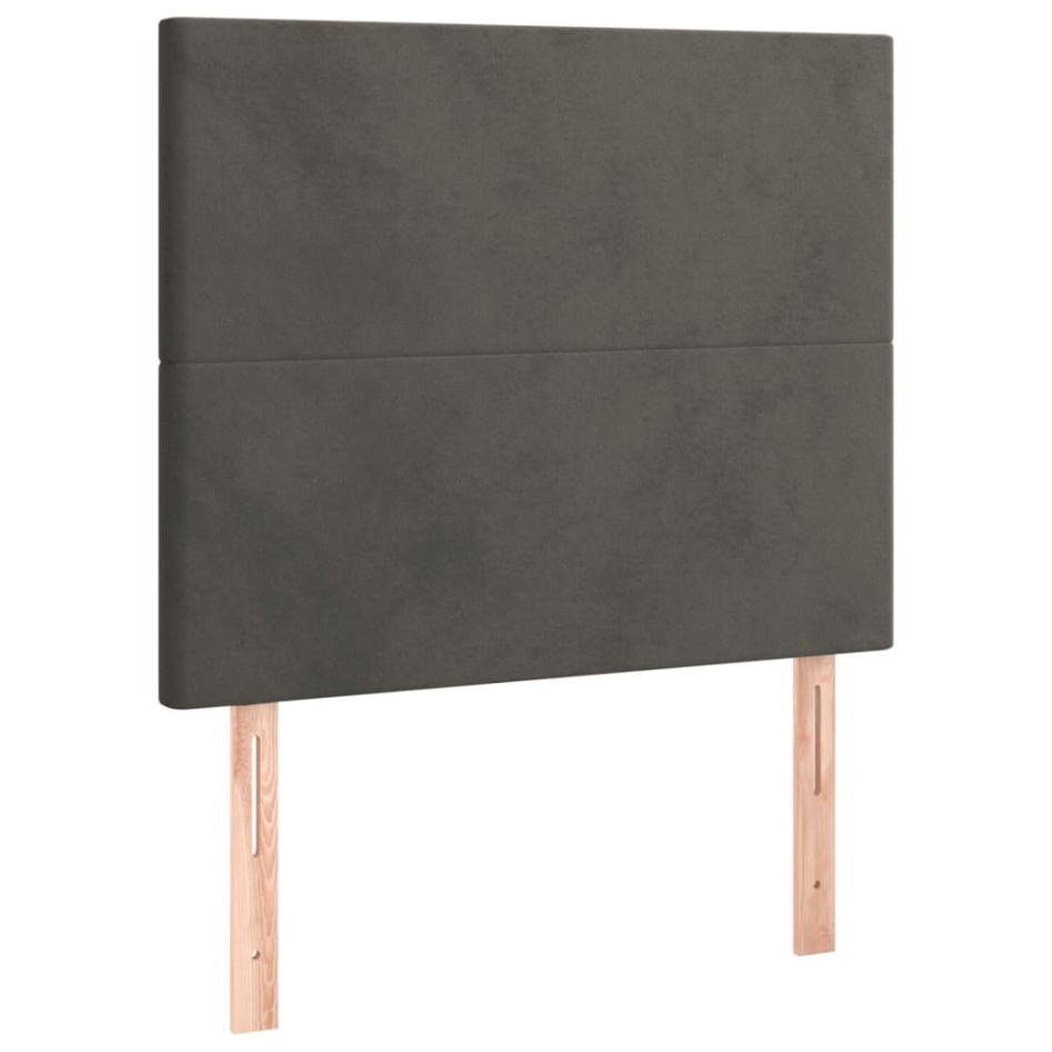 Estructura cama con cabecero terciopelo gris oscuro 100x200