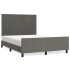 Estructura cama con cabecero terciopelo gris oscuro 140x190