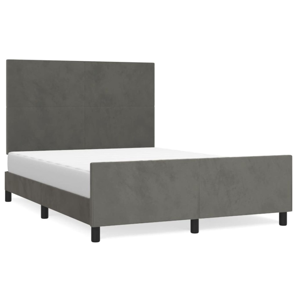 Estructura cama con cabecero terciopelo gris oscuro 140x190