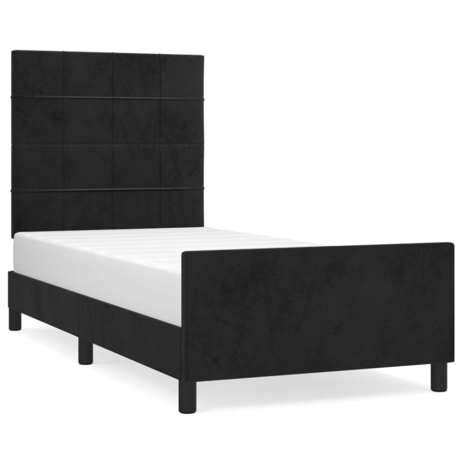 Estructura de cama con cabecero de terciopelo negro 80x200