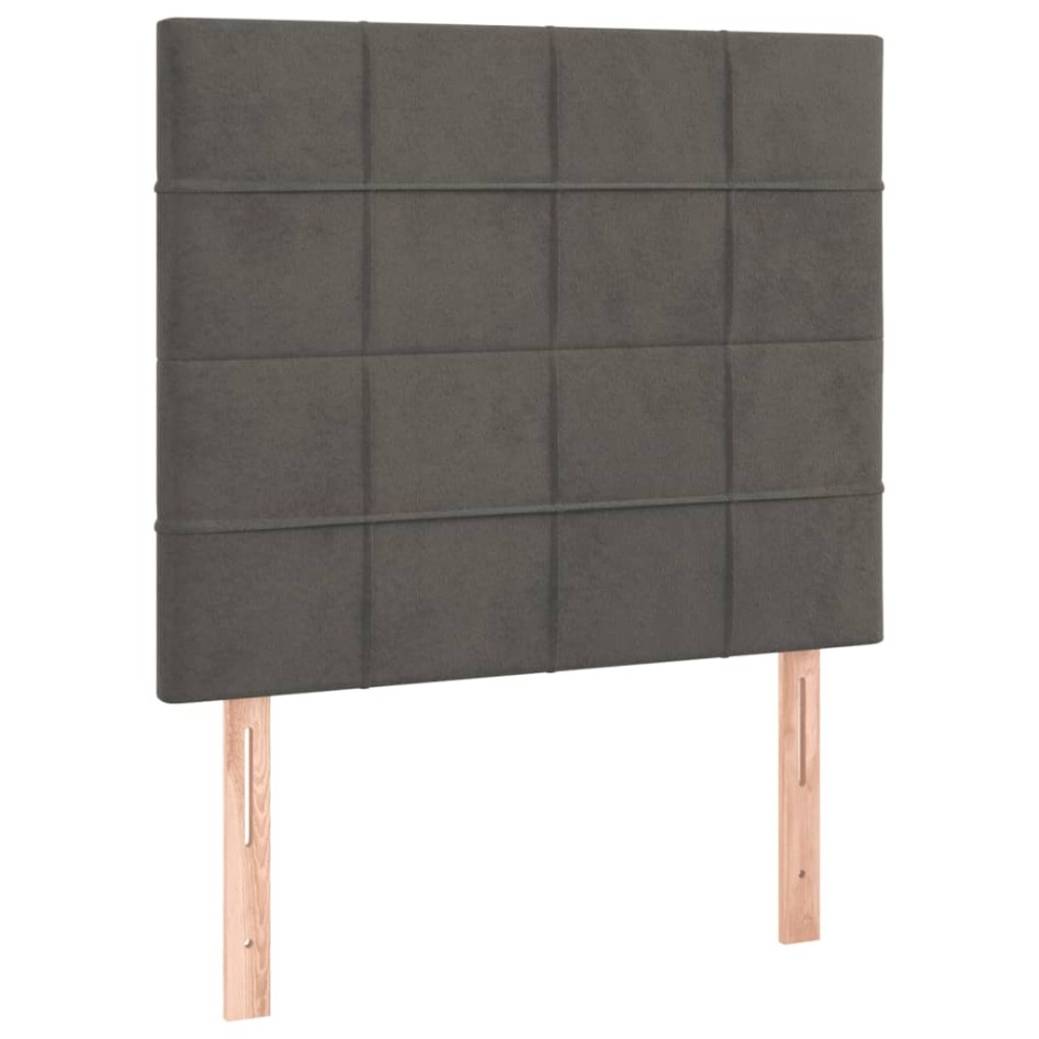 Estructura cama con cabecero terciopelo gris oscuro 100x200