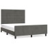 Estructura cama con cabecero terciopelo gris oscuro 140x200