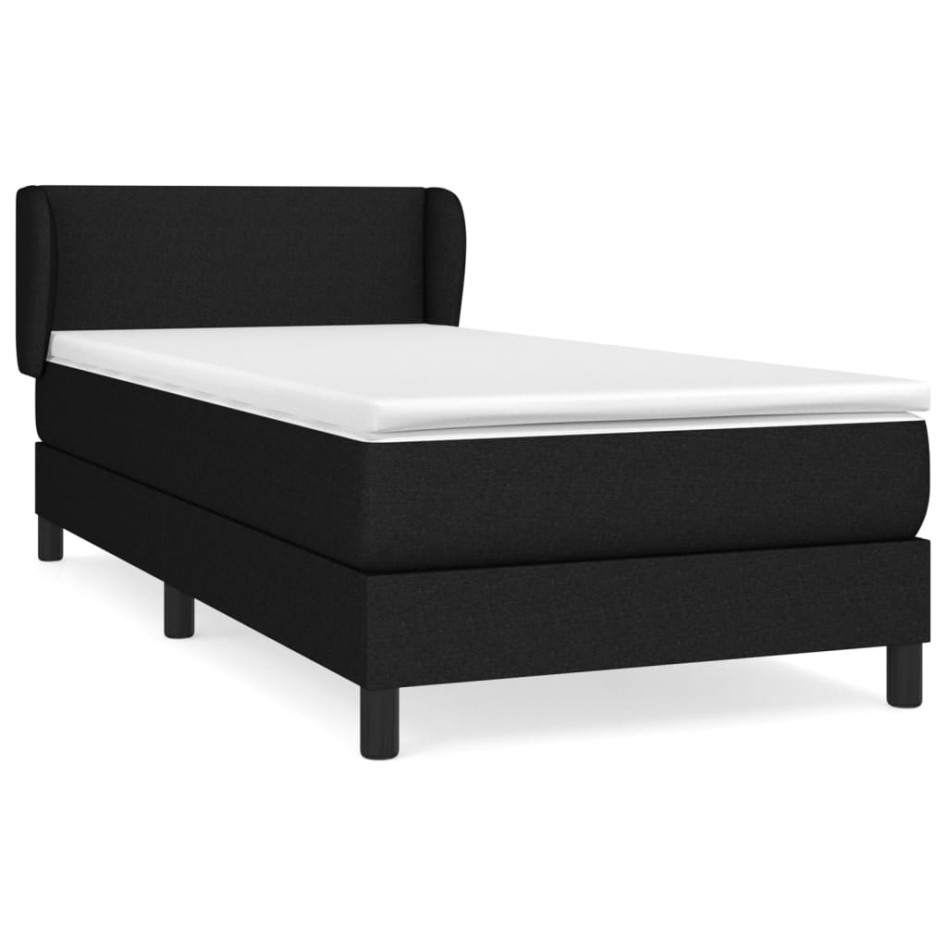 Cama box spring con colchón tela negro 90x190