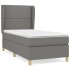 Cama box spring con colchón tela gris oscuro 90x200