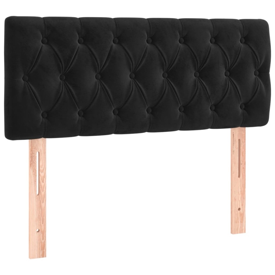 Cama box spring con colchón terciopelo negro 90x200