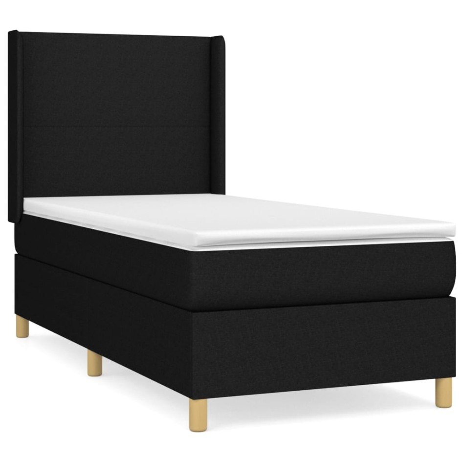 Cama box spring con colchón tela negro 80x200