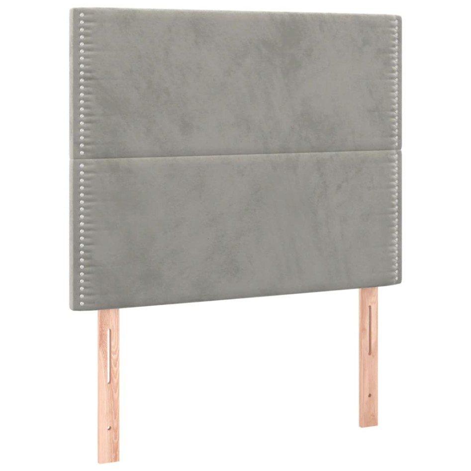 Cama box spring con colchón terciopelo gris claro 80x200