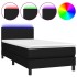 Cama box spring con colchón LED tela negro 80x200