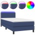 Cama box spring colchón y luces LED tela azul 100x200