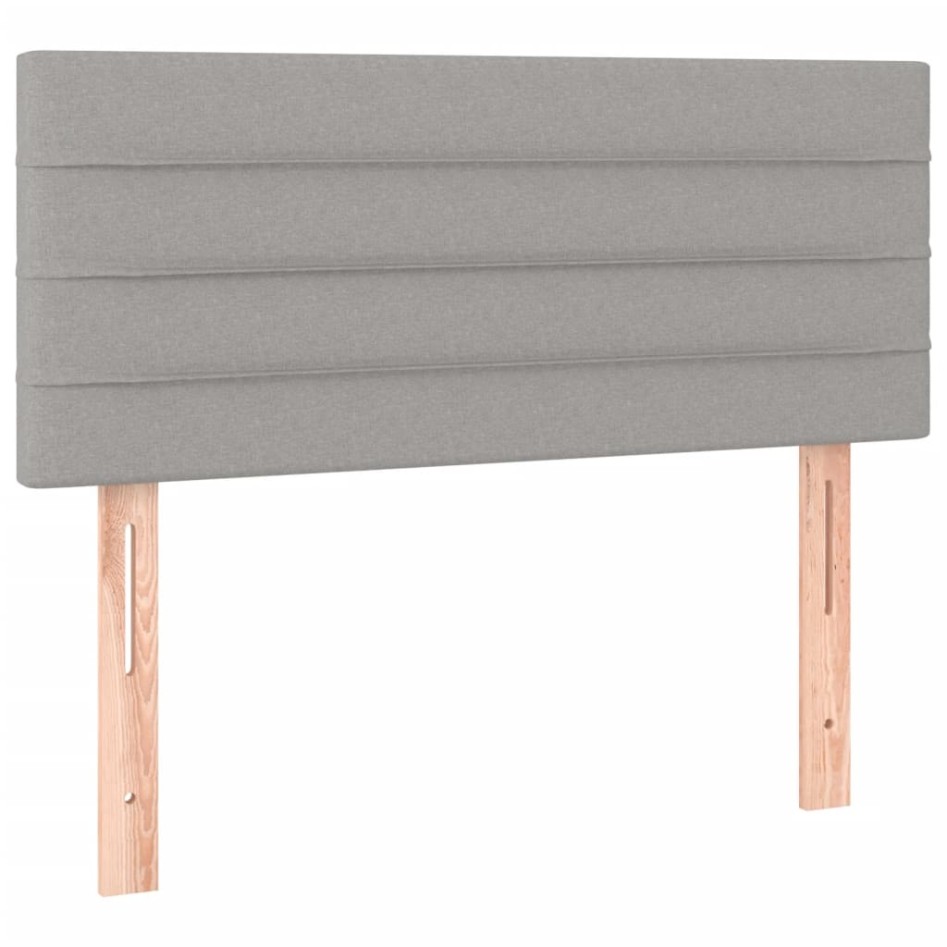 Cama box spring colchón y luces LED tela gris claro 90x190