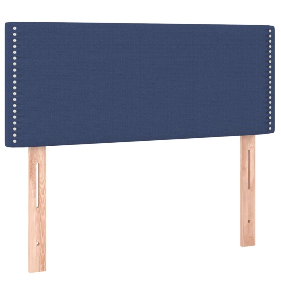 Cama box spring con colchón y LED tela azul 90x200