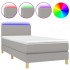 Cama box spring colchón y luces LED tela gris claro 90x200