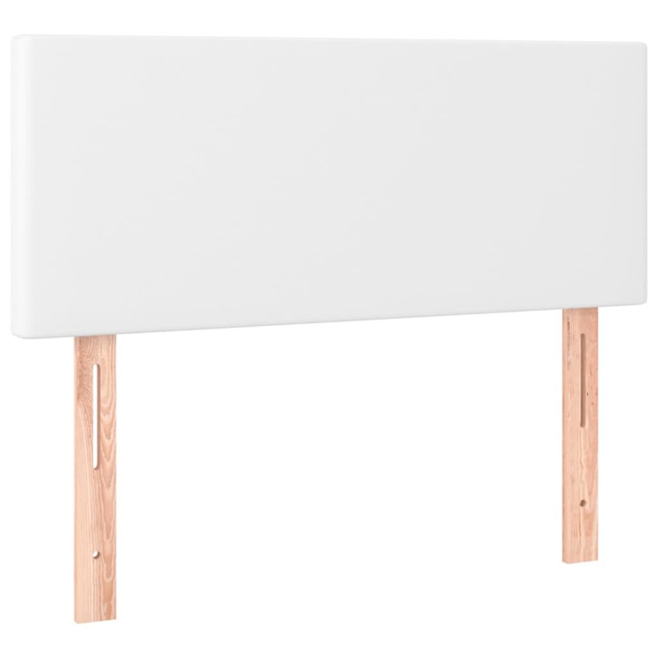 Cama box spring y colchón LED cuero sintético blanco 90x200