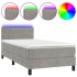 Cama box spring colchón y LED terciopelo gris claro 90x190