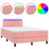 Cama box spring colchón y LED terciopelo rosa 120x200