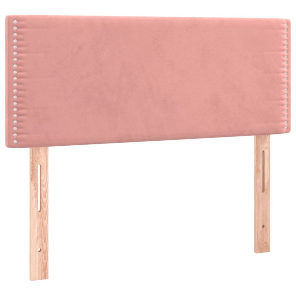 Cama box spring colchón y LED terciopelo rosa 120x200