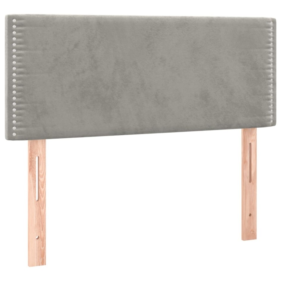 Cama box spring colchón y LED terciopelo gris claro 120x200